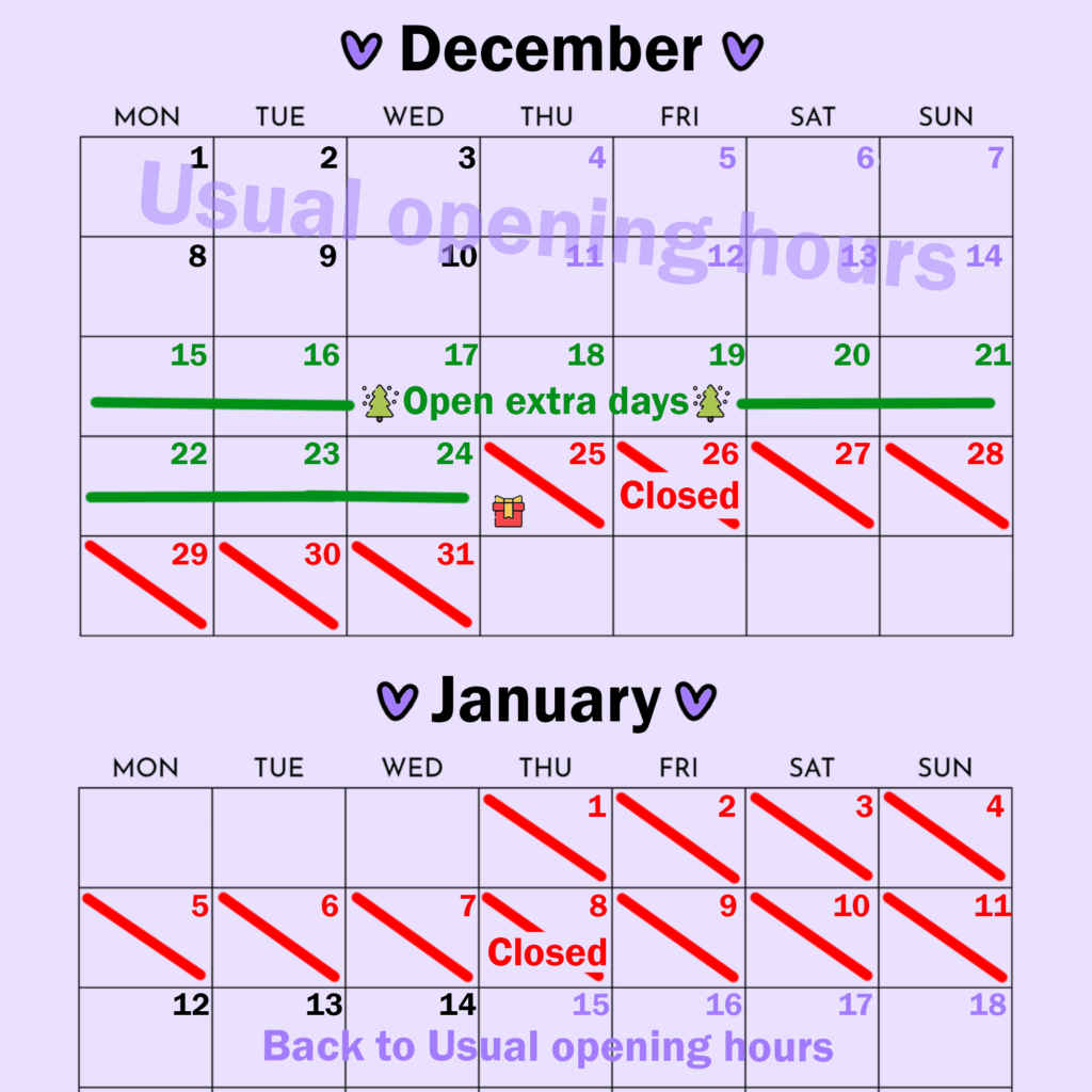 xmas opening hours